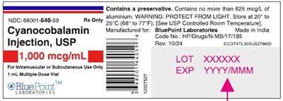 Cyanocobalamin Inj Usp Vial Label (Cyanocobalamin Injection Usp 1000 Mcg mL Vial Label Rev 1024)